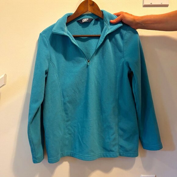 Land's End teal fleece jacket size 6-8 (S) - Picture 1 of 3